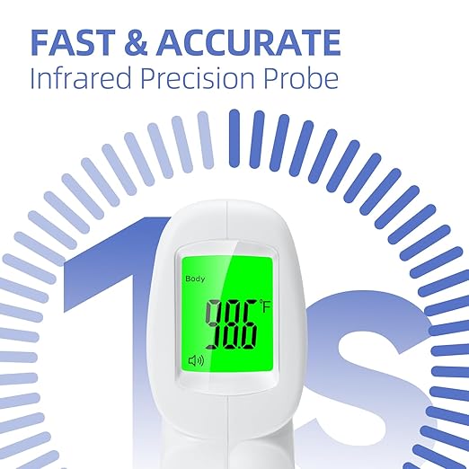 Berrcom Infrared Forehead Thermometer, Digital Non-Contact Thermometers for Adults, Kids & Babies, 3-in-1 Fever Check Temperature Gun for Home Use