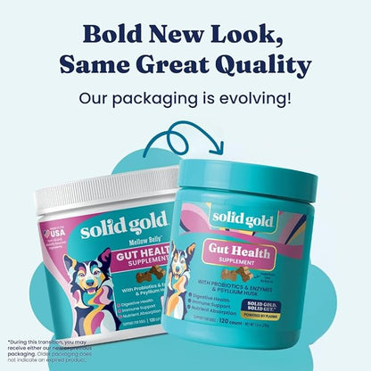Solid Gold Dog Probiotics for Digestive Health - Probiotics for Dogs with Fiber & Digestive Enzymes for Bowel Support & Gut Health - Bacon Flavor Soft Chews to Support Digestion for All Ages - 120ct