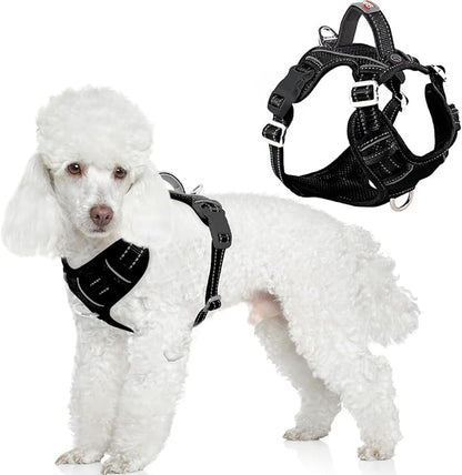 BARKBAY Dog Harness No Pull with ID Tag Pocket - Heavy Duty, Reflective, Easy Control for Small Dogs(Black,S)