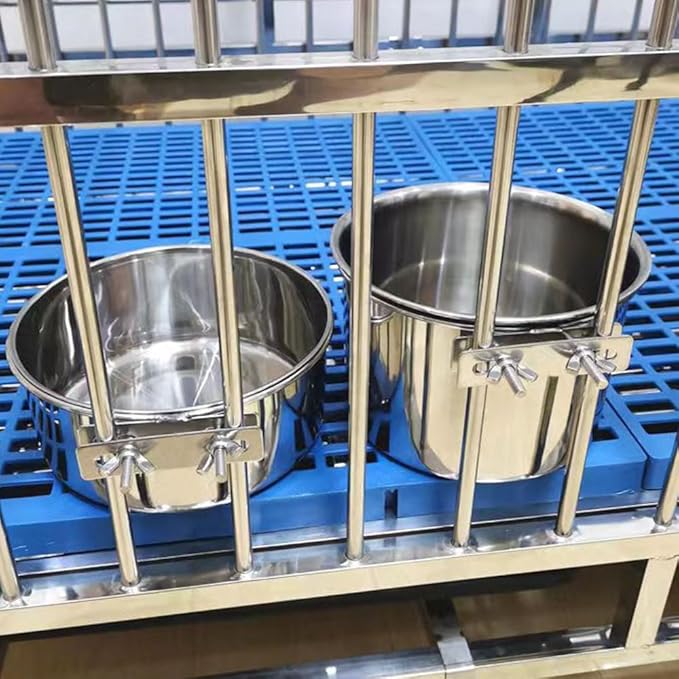 Stainless Steel Dog Bowls, 2 Pack No Spill Dog Crate Water and Food Bowls for Kennel Cage, Kennel Water Bowl Hanging Feeder Dish for Dogs Pets, 40oz & 60oz
