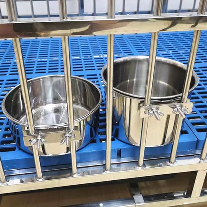 Stainless Steel Dog Bowls, 2 Pack No Spill Dog Crate Water and Food Bowls for Kennel Cage, Kennel Water Bowl Hanging Feeder Dish for Dogs Pets, 40oz & 60oz