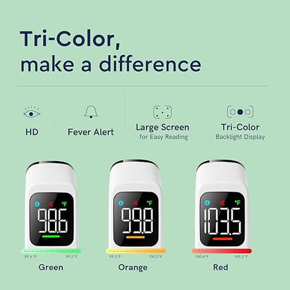 Touchless Thermometer for Adults and Kids, Fast Accurate Thermometer with Fever Alarm, 1S Reading & Silent Mode (LED-White)
