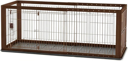 Richell Expandable Pet Crate with Floor Tray, Small, Dark Brown