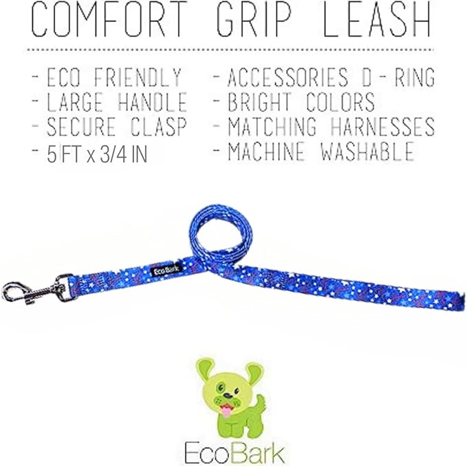 EcoBark Dog Leash - Soft & Reflective Comfort Leashes with Padded Handle - Safe, Strong, & Durable for Small, Medium or Large Dogs (Nautical)