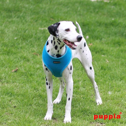 Puppia Soft Dog Harness No Choke Over-The-Head Triple Layered Breathable Mesh Adjustable Chest Belt and Quick-Release Buckle, Sky Blue, X-Small