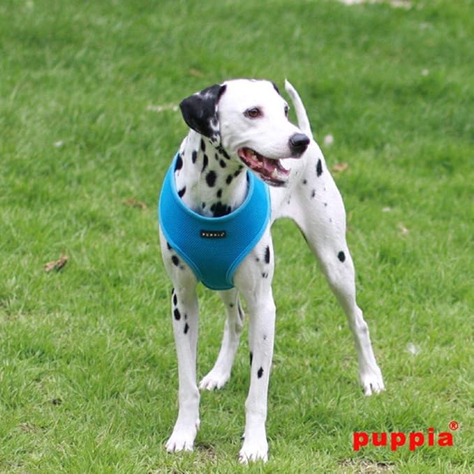 Puppia Soft Dog Harness No Choke Over-The-Head Triple Layered Breathable Mesh Adjustable Chest Belt and Quick-Release Buckle, Sky Blue, X-Large (Pack of 2)