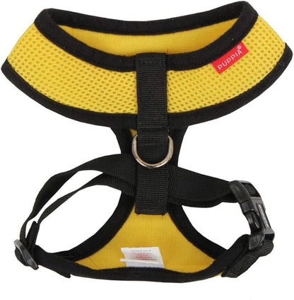 Puppia Soft Dog Harness No Choke Over-The-Head Triple Layered Breathable Mesh Adjustable Chest Belt and Quick-Release Buckle, Yellow, Large