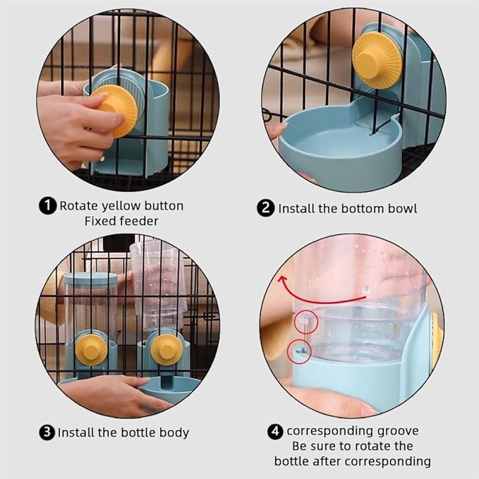 Aquarius CiCi Dog Cage Automatic Feeder Set, Food & Water Dispenser Hanging Bowls for Cage Crate Kennel (Green)