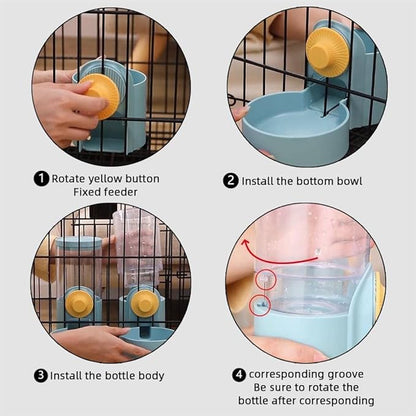 Aquarius CiCi Dog Cage Automatic Feeder Set, Food & Water Dispenser Hanging Bowls for Cage Crate Kennel (Green)