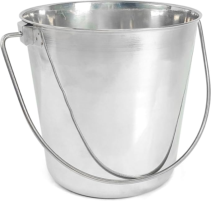 1 Gallon Heavy Duty Stainless Steel Bucket - Rust-Resistant Metal Bucket for Feeding & Watering Pets, Livestock & Cleaning - Perfect for Crates, Kennels, Cages & Hang on Fences - 4 Quart