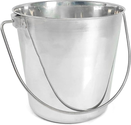 1 Gallon Heavy Duty Stainless Steel Bucket - Rust-Resistant Metal Bucket for Feeding & Watering Pets, Livestock & Cleaning - Perfect for Crates, Kennels, Cages & Hang on Fences - 4 Quart