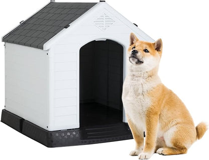 BestPet Dog House Indoor Outdoor Insulated Kennel Durable Plastic Dog House for Small Medium Large Dogs Weather & Water Resistant Pet Crate with Air Vents and Elevated Floor