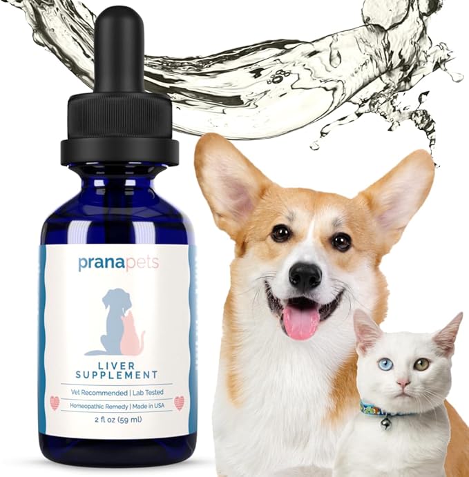 PranaPets Liver Supplement for Pets Naturally Aids in Healthy Liver Function for Dogs & Cats | Herbal Formula Helps Relieve Abdominal Pain, Indigestion & Inflammation of Liver & Gallbladder