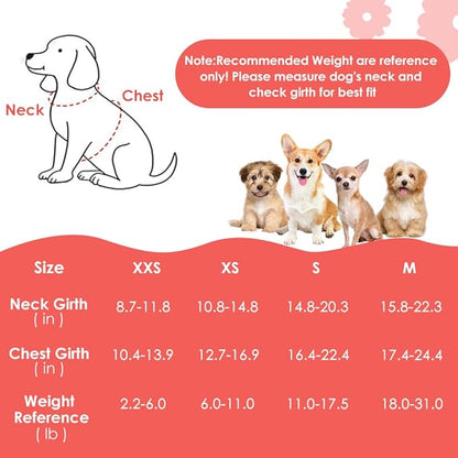 SlowTon No Pull Dog Harness with Leash - Soft Lightweight Floral Pattern Puppy Harness, Adjustable Pet Harness for Small Medium Dogs (Pink Daisy XXS)