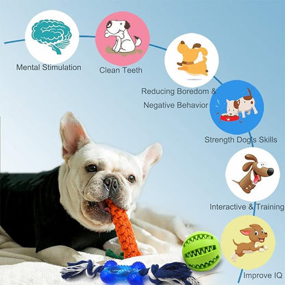 Beiker Dog Teething Chew Toys - 15 Pack Small Medium Breed Puppy Toy, Variety Dogs Rope Chew Toys Bundle for Boredom, Pet Interactive Squeaky Treat Dispensing Ball for Puppies