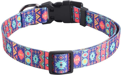 QQPETS Adjustable Soft Dog Collar: Print Flower Pink Multicolor Cute Patterns for XS Small Medium Large Pet Girl Boy Puppy Walking Running Training