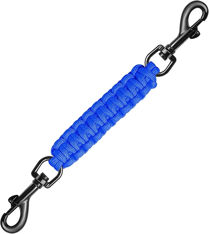 Dog Collar Safety Clip with Dual Clasps,Handmade Backup Safety Strap for Dog Harness, Collars and No Pull Harness Connectors (Navy Blue)