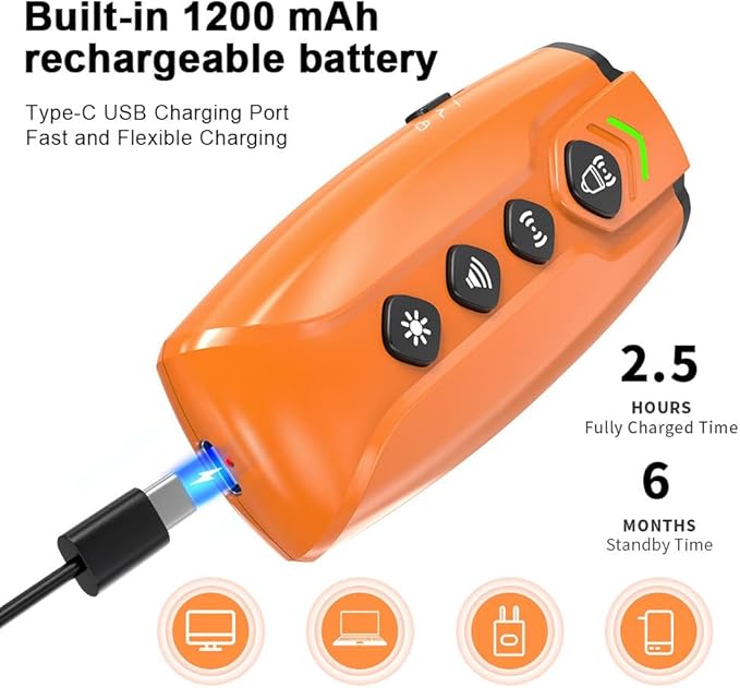 Dog Bark Deterrent Devices Rechargeable Anti-Barking Device for Dogs with 3X Ultrasonic Barking Control & Behaviour Correct Feature Better Than Dog Training Collars or Shock Collars (Black & Orange)