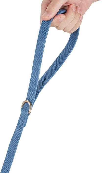 Soft Cotton Dog Leash, 5 Ft Heavy Duty Corduroy Dog Leashes with Gold Metal Hook for Small Medium Large Dogs,Small,Dark Blue