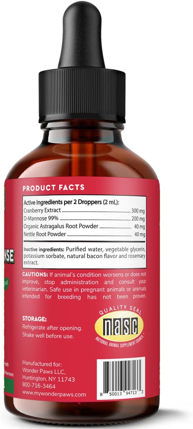 Wonder Paws Premium Kidney Support for Dogs – Cranberry Supplement for Dogs – Dog UTI Treatment – Supports Bladder, Detox, Urinary & Kidney Health – Liquid Kidney Supplement for Dogs 2 oz (60ml)