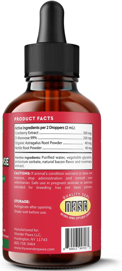 Wonder Paws Premium Kidney Support for Dogs – Cranberry Supplement for Dogs – Dog UTI Treatment – Supports Bladder, Detox, Urinary & Kidney Health – Liquid Kidney Supplement for Dogs 2 oz (60ml)