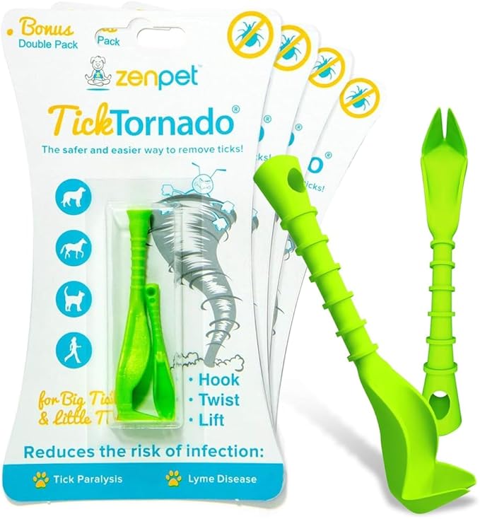 ZenPet Tick Tornado Tick Remover Tool for Dogs, Cats, Horses, Humans (4 Pack) – Safe & Easy Tick Removal, Vet-Approved Grabber Tool for Hiking, Camping, Travel, Lyme Disease & Infection Prevention
