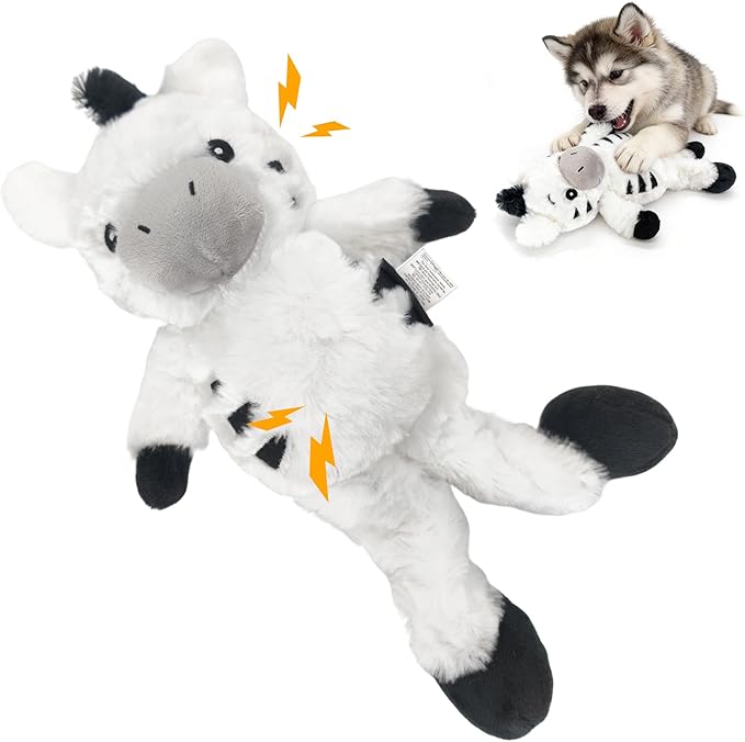 Black and White Zebra Plush Squeaky Dog Toy with Bungee Leg Puppy Teething Chew Toy Cute Soft Indoor Outdoor Interactive Stuffed Animal Dog Toy for Small Medium Large Dogs Toy Gift 35cm/13.78in