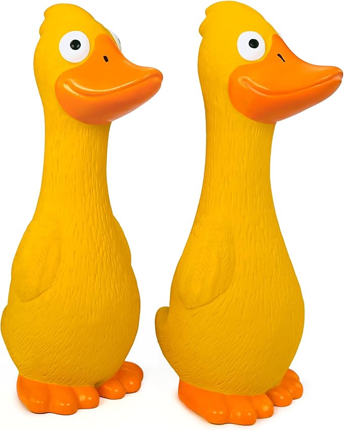 CHIWAVA 2 Pack 7.9 Inch Squeak Latex Dog Toy Yellow Duck Interactive Play for Small Medium Dogs