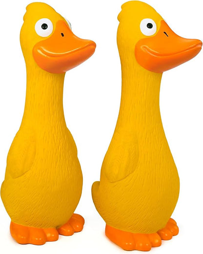 CHIWAVA 2 Pack 7.9 Inch Squeak Latex Dog Toy Yellow Duck Interactive Play for Small Medium Dogs