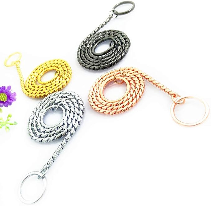 Dog P Snake Chain Chrome Plated Metal Dog Training Choke/Collar-Fully Guaranteed Against Rust Tarnish or Breakage-Recommended for Professional Training (Rose Gold, 5mm * 26")