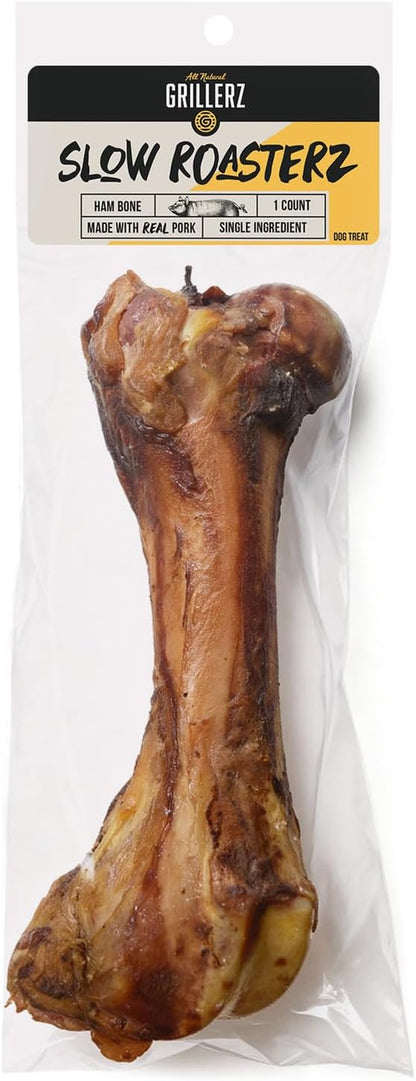 Scott Pet Grillerz Vacuum Sealed Ham Bone, 1 Count, Rawhide Free, All Natural Treat for All Breeds, Long Lasting, Easy to Digest, Dog Chew for Healthy Teeth