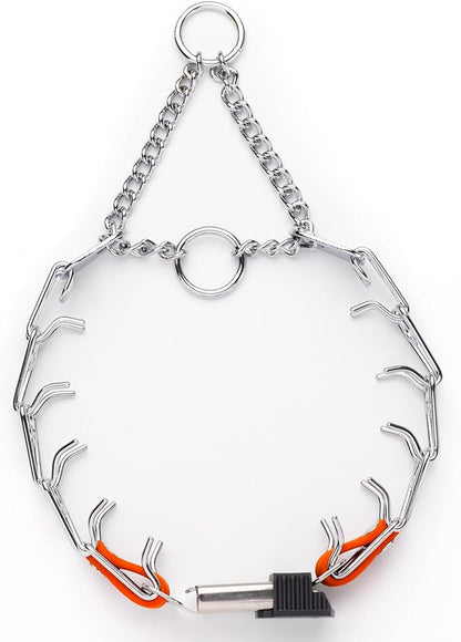 Herm Sprenger Chrome Plated Steel Dog Collar with Quick Release ClicLock Buckle O-Ring Biothane Insert Training Collar Made in Germany (Hunter Orange, 16in x 2.25mm(Neck Size up to 13-14in))