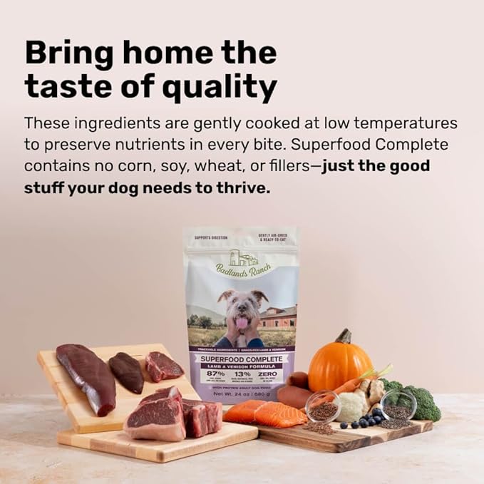 BADLANDS RANCH by Katherine Heigl – Superfood Complete Air-Dried Lamb & Venison Dog Food – High Protein with Superfoods for Daily Wellness & Consistent Nutrition – 64 oz (Pack of 2)