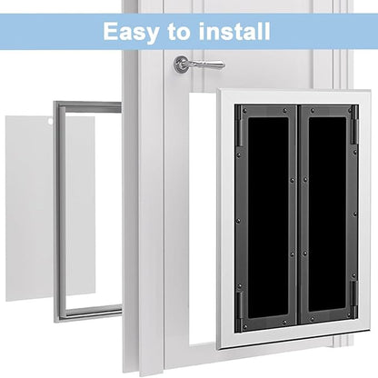 44/54cm Wide Dog Door for Wall, Auto Closing Indoor Pet Gate for Bedrooms/Kitchens/Entryway, Aluminum Alloy Frame with Plastic Doors Panel(Up to 55kg)