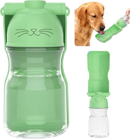 Dog Water Bottle, Portable Leak-Proof Water Dispenser with Drinking Bowl for Dogs and Cats, Travel Puppy Fountain Pet Water Bottle for Hiking Walking Outdoor (A012B-Green)