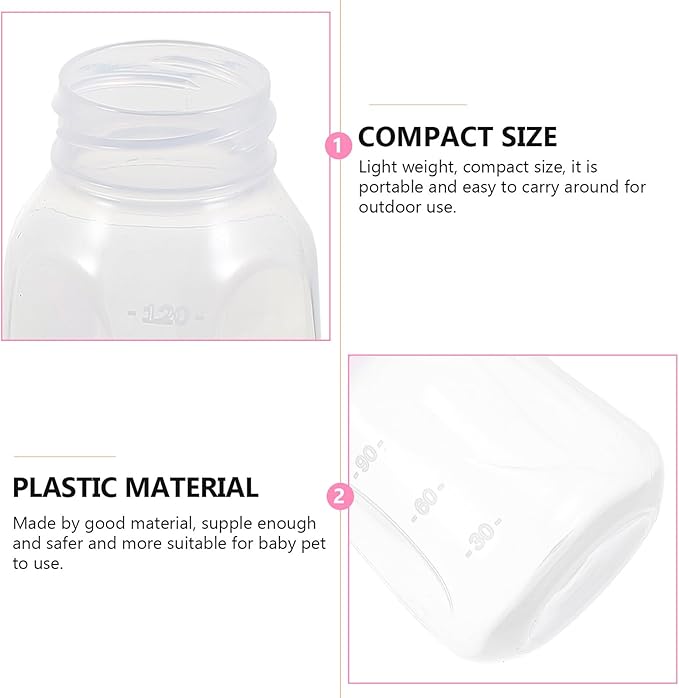 2Pcs Kitten Milk Bottle Leak Puppy Feeder Plastic Feeding Bottles for Newborn Cats and Small Animals Soft Safe Material Controls Intake Prevents Overfeeding Diarrhea