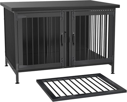 GDLF Double Dog Crate with Divider for 2 Small or 1 Dog, Furniture Style Kennel Indoor Cage with Removable Panel (Int.dims:36.2”Wx24.5”Dx21”H), Black