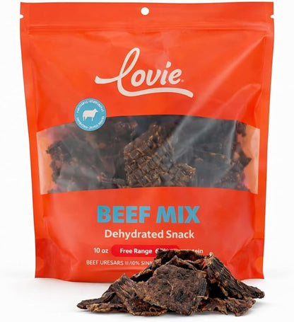 Lovie Beef Liver and Lung Dog Treats - Dehydrated Air Dried Soft Bites, High Protein, Two Ingredients, All Natural, 16 oz.