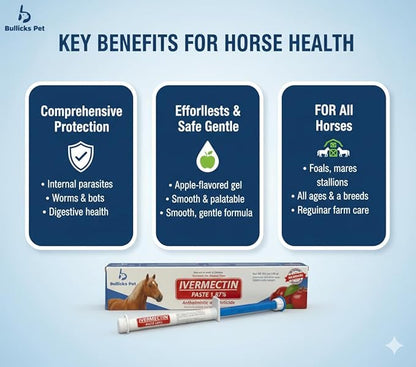 Ivermectin Horse Paste 1.87% Dewormer – Apple Flavored Anthelmintic, Broad-Spectrum Parasite Control for Horses (6-Pack)