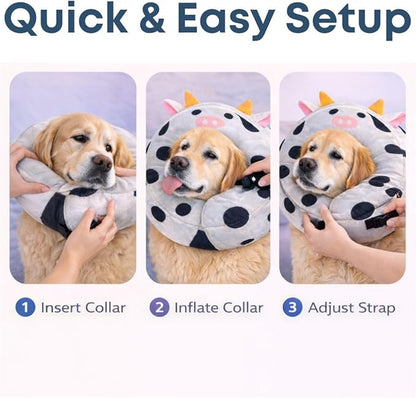 Soft Inflatable Dog Recovery Collar for Medium & Large Dogs – Cone Alternative After Surgery – Moccamocs