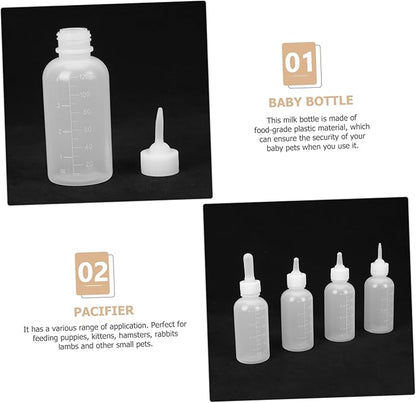 4pcs Small Cat Milk Bottles Nipples Pet Nursing Bottles for Kitten Puppies