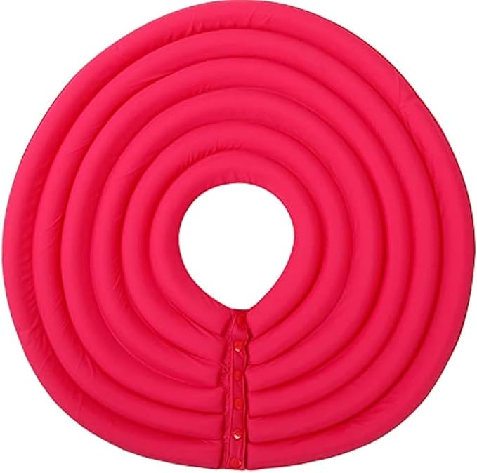 Dog Cone Collar, Inflatable Dog Neck Donut Collar Alternative After Surgery, Soft Protective Recovery Cone for Small Medium Large Dogs and Cats Puppies - Alternative Collar (Rose Red,L)