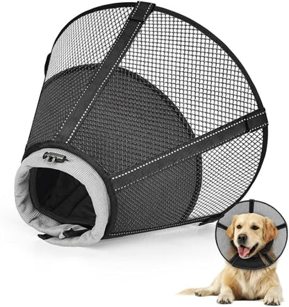 Dog Cone Collar After Surgery to Stop Licking: Soft Mesh Recovery Collar with Detachable Pad, Elizabeth Cone Alternative for Large Medium, Small Dogs, Normal Eating and Drinking (2XL)
