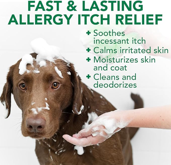 Vet's Best Allergy Itch Relief Dog Shampoo, Oatmeal Dog Shampoo for Itchy Skin, Cleans and Relieves Discomfort from Seasonal Allergies, Anti Itch Dog Shampoo, 16 Oz