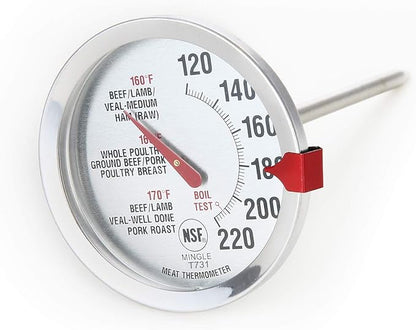 Meat Thermometer for Oven T731, BBQ Thermometer, Oven Safe, Large 2.5-Inch Easy-Read Face, Stainless Steel Stem and Housing