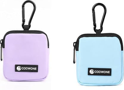 Dog Treat Pouch 2 PCS, Waterproof Small Dog Treat Bag for Leash, Hands Free Puppy Walking Bag with Carabiner, Pet Poop Bag Holder for Pet Puppy Travel or Outdoor Use, Zipper Closure to Avoid Spilling