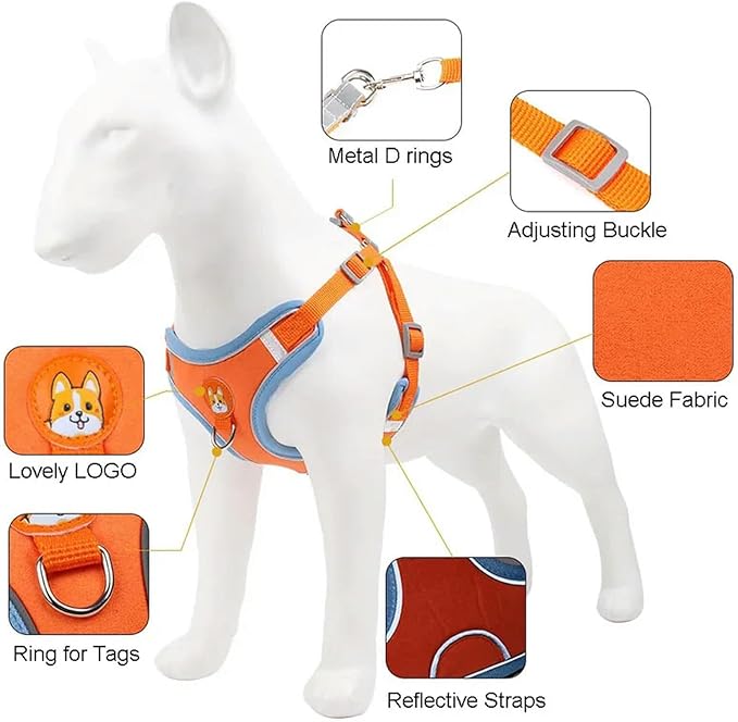 Dog Collar Pet Dog Harness and Leash Set Adjustable Harness Reflective Breathable Small Dog Pet Supplies