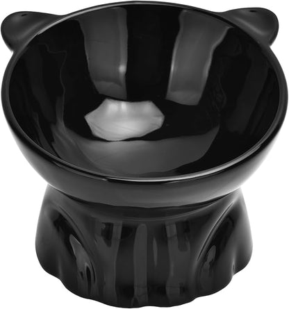 Elevated Cat Food Bowl,9 Oz Ceramic Raised and Tilted Water Bowl,Anti Vomiting and Protect Pets Spines Dishes for Fat Faced Cat, Indoor Cats,Kitten,Small Dog (Pink)