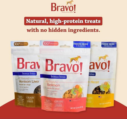 Bravo! Bonus Bites Single Ingredient Freeze Dried Raw Dog Treats, Chicken Breast, 3 Ounce, High Protein, Grain Free, Gluten Free