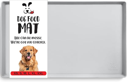 DogBuddy Dog Food Mat – Waterproof Dog Bowl Mat for Food and Water, Silicone Pet Feeding Mats for Floors, Non-Slip Placemat with High Edges for Dogs Bowls, Puppy Essentials (XXL: 32"x24", Mist)